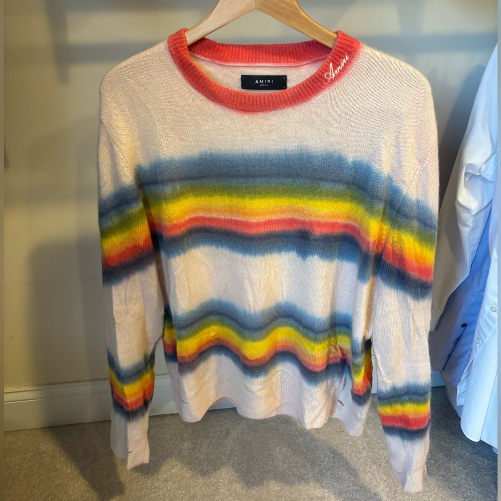 Rainbow-Striped Cashmere Crewneck Sweatshirtrt